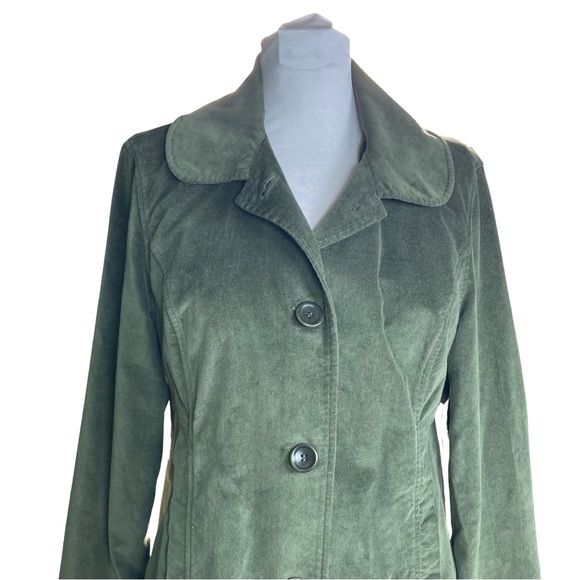 Isabella Bird Womens Velvet Trench Coat Size 10 Green - Picture 4 of 15